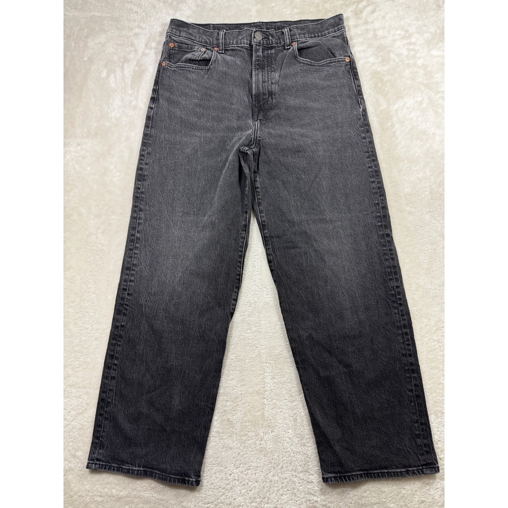 American Eagle Mens Baggy Easyflex Black Denim Jeans 32x32 Meas: 32x28.5